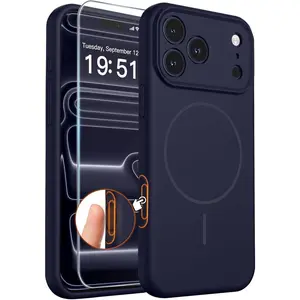 comfeel for iPhone 17 Pro Max Case (Camera Control Cover) (Compatible with MagSafe) Full Camera Protection with Screen Protector, Silicone Shockproof Drop Protective Phone Case,Dark Blue