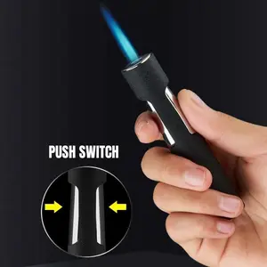 Compact And Portable Lighter - Single-Finger Operation, Suitable For Camping, Hiking, Barbecuing, And Lighting Candles - No Butane Gas Required, Safe Blue Flame Ignition, Camping Lighter, Barbecue Accessory.