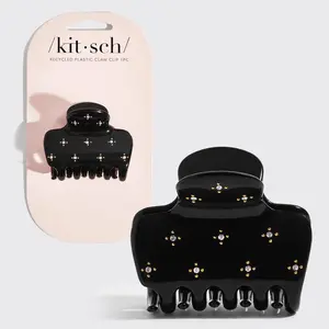 Recycled Plastic Medium Rhinestone Cloud Claw Clip - Black