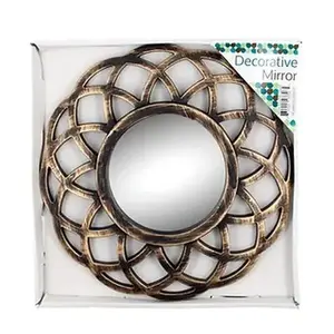 Distressed Gold Circle Wall Mirror
