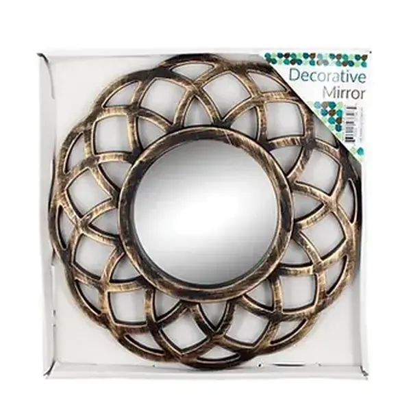 Distressed Gold Circle Wall Mirror