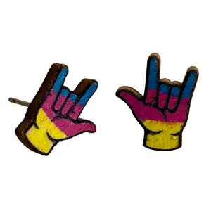 Handmade ASL I Love You Stud Earrings American Sign Language Cute Gift