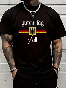 100% Cotton Oktoberfest German Flag Eagle Prost Guten Tag Y'all T-Shirt Women's Men's Graphic Tee Crew Neck summer vacation Tops