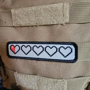 half a heart left 16 bit meme 1"x4" morale patch with hook and loop backing military joke meme Design