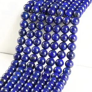 Natural Lapis Lazuli  Loose Beads Gemstone Smooth Round Loose Beads For DIY Jewelry Making Desig Handmade Crafts Bracelet, Necklace, Earrings AAA Quality 15.5 Inches Long, Semi Precious Stone, Spacer beads