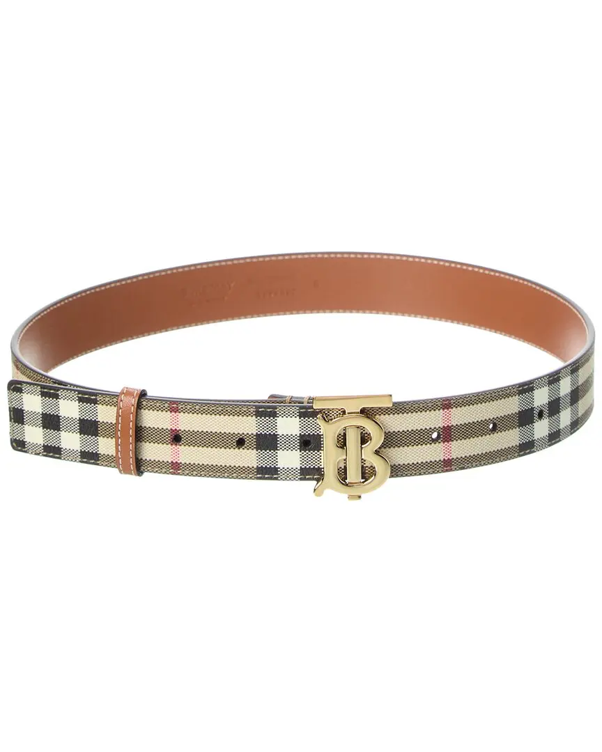Burberry Check TB E-Canvas & Leather Belt