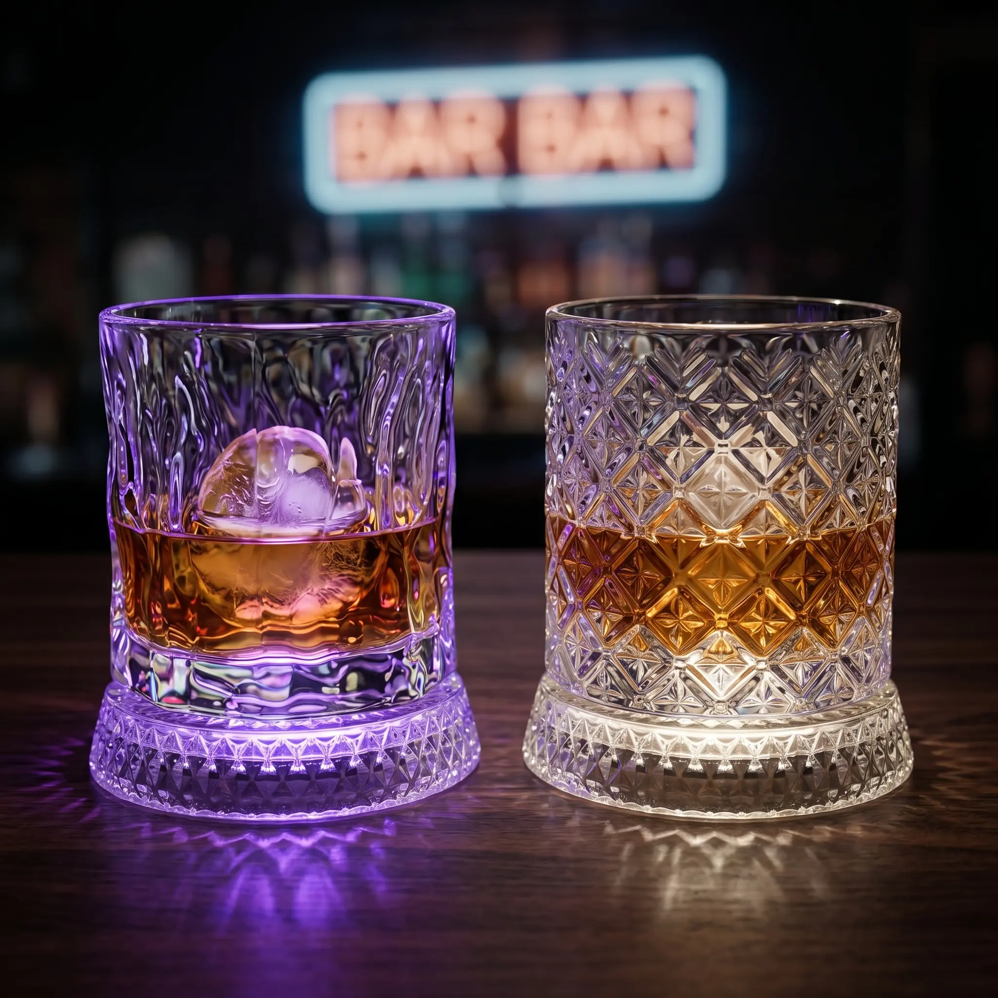 Traditional Men's Fashion Accessories 2-Piece Rotating Whiskey Cups Set - LED Light-Up Drinkware with 2 Ice Ball Molds, Novelty Glass Drinking Glass for Wedding Gift Ideas, Glass Drinking Glasses, Drinkware Glass
