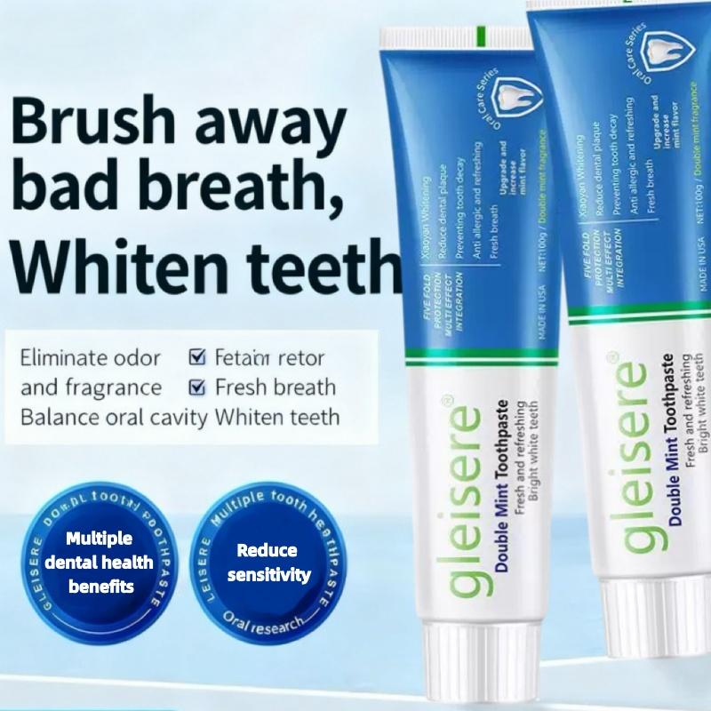3PCS Double Mint Toothpaste, Specialized in Halitosis, Bright White Teeth, 5-Layer Defense System, 100g