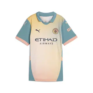 PUMA Womens Manchester City F.C. Fourth Collared Short Sleeve Jersey Replica Casual - Pink