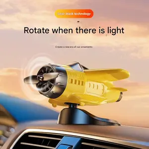 Solar Powered Car Ornaments Creative Rotating Airplane Center Console Decorations with Solar Black Technology and Light Activated Rotation Feature Automotive car decor