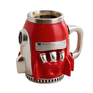 2026 New Rocket Coffee Cup, Space Theme Resin Stainless Steel Mug, Creative Desktop Drinking Cup, High Aesthetic Value