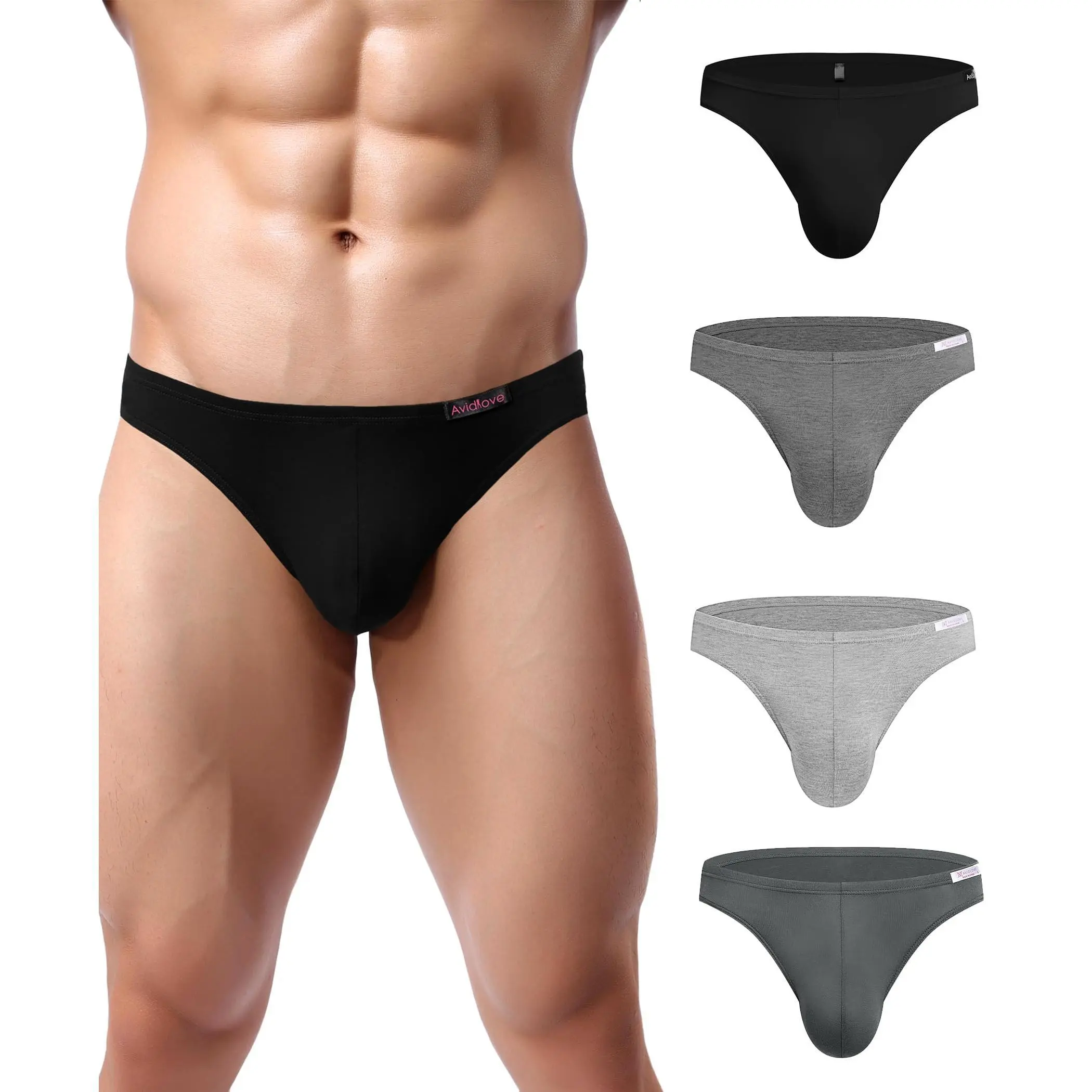 Avidlove Mens Bikini Underwear Low Rise Briefs Microfiber Underpants 4 Pack Micromodal Soft Breathable Silky Smooth Absorbent