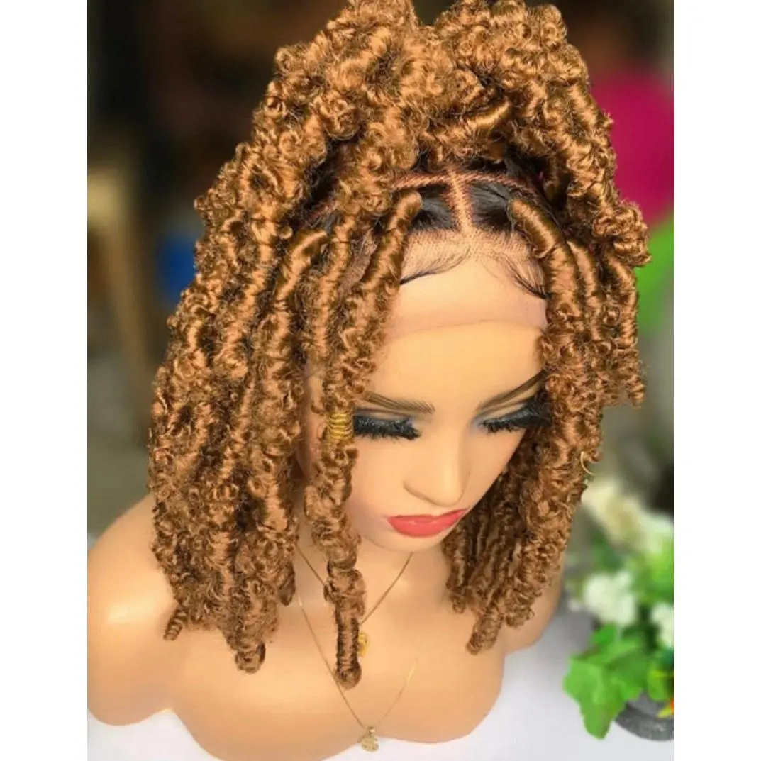 Full lace butterfly locs color 30   hand braided wig