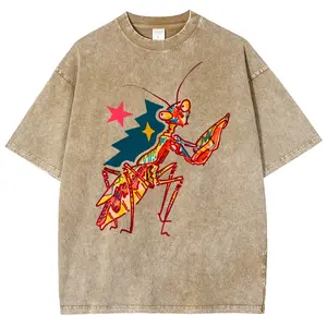 Retro Hand Drawn Mantis Colorful Graphic Vintage Tee 90s Graphic Tees Men's t Shirts Graphic Tee t Shirts Funny Graphic Tee Good Graphic Tees Men's Graphic Tees Streetwear Outfits Men Vacation Outfits Oversized Tshirt Men
