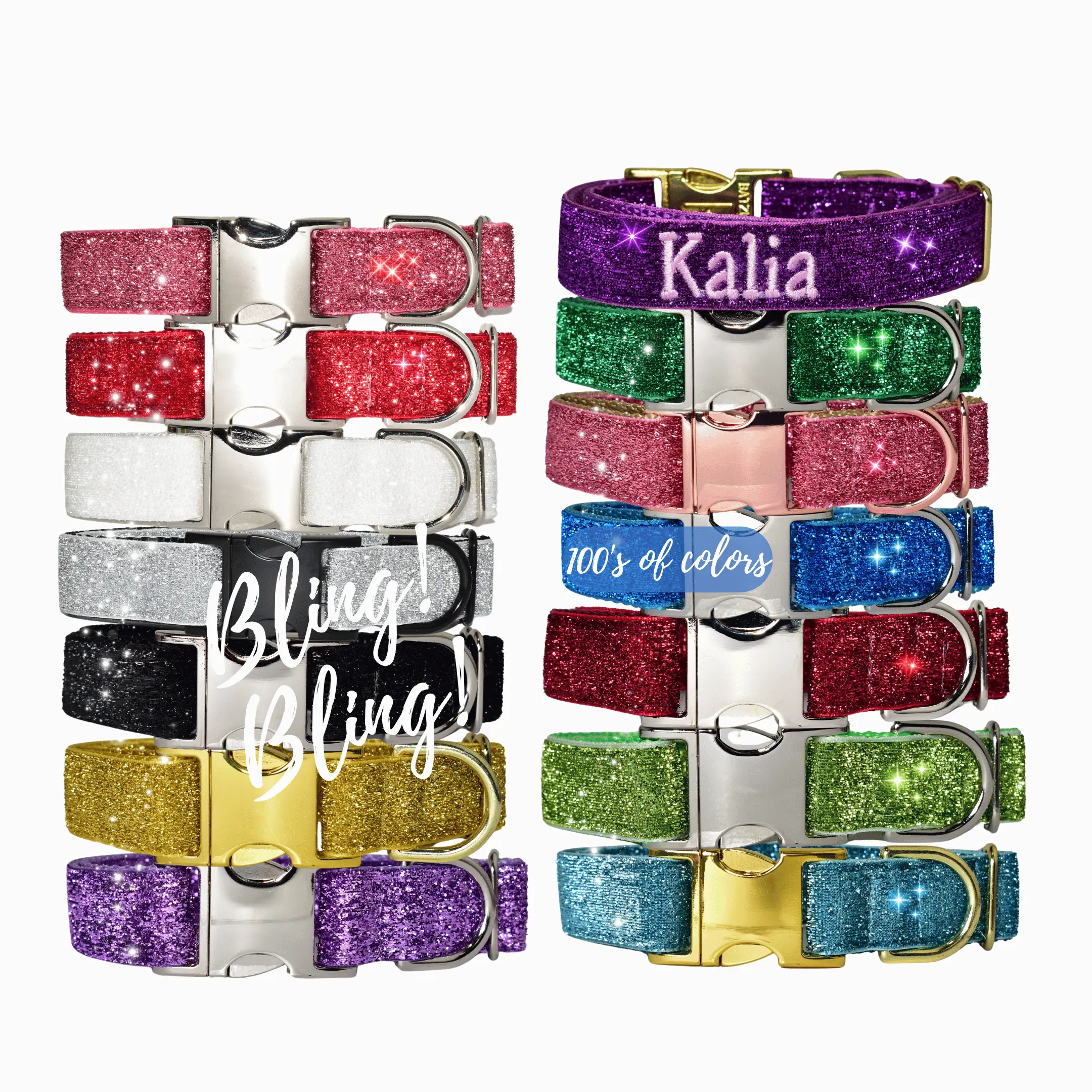 Custom Glitter Dog Collar, Wedding Dog Collar, Handmade Sparkly Dog Collar for Small-Medium-Large Breeds w