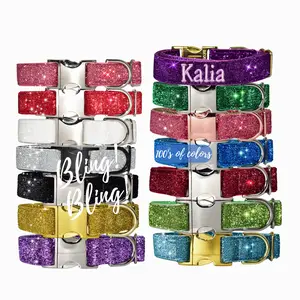Custom Glitter Dog Collar, Wedding Dog Collar, Handmade Sparkly Dog Collar for Small-Medium-Large Breeds w