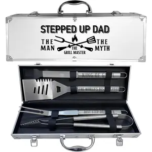 Step Dad Gifts, Fathers Day Step Dad Gifts from Step Daughter Heavy Duty Grilling Accessories Kit for Backyard BBQ, Thick Stainless Steel Grill Utensils with Non-Slip Handle Tool Grilling  for Man