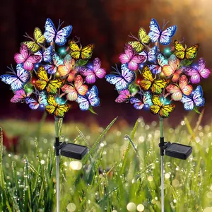 Memorial Day Decor  2-Pack Solar Garden Butterflies | 44 LED Vibrant Flower Lights, Waterproof Outdoor Yard Art | Perfect Patriotic Tribute & Summer Patio Decor