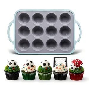 Silicone Muffin Pan, 12 Cups Mini Cupcake Pan, Mini Baking Cups, BPA Free Cupcake Mold for Homemade Muffins, Cupcakes, Frittatas and Quiches (GREEN)