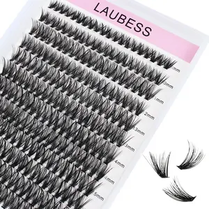 40D DIY False Eyelash Extension Set 240 pieces: D-roll 9-16mm mixed length, with 0.07/0.10mm imitation mink, black single tuft style, suitable for both professional and home use