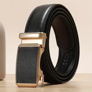 Women Automatic Buckle Belts Genuine Leather Belts for Business Men Luxury Black Strap Waistband New Fashion Brand Designer