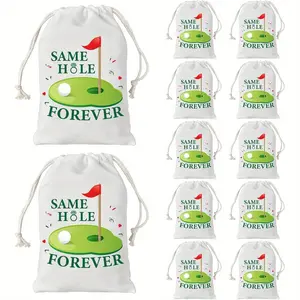 12pcs Golf Bachelor Party Favor Bags Same Hole Forever Bachelor Party Cotton Drawstring Bags for Funny Golf Decorations Supplies