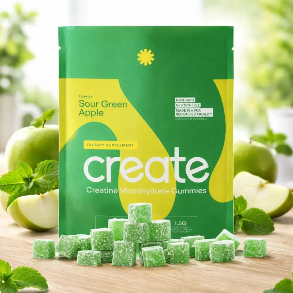 Create Creatine Monohydrate Gummies – Sour Green Apple Flavor, 1.5g ...