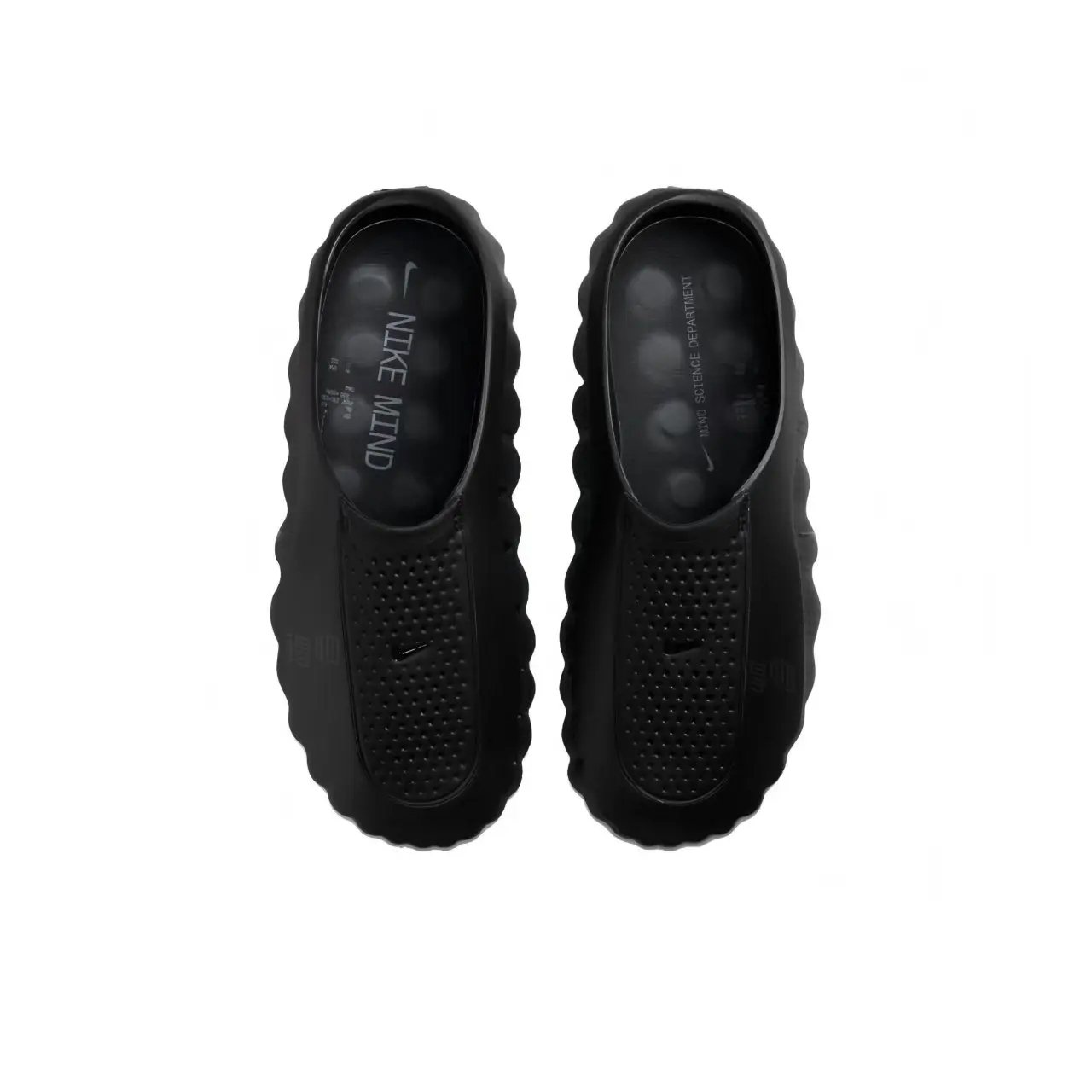 Solid Black Platform Slide Sandals, Wavy Edge Chunky Sole, Breathable Upper, Soft EVA Casual Clogs for Men Women