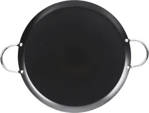 11in Carbon Steel Nonstick Round Comal with Metal Handles, Black