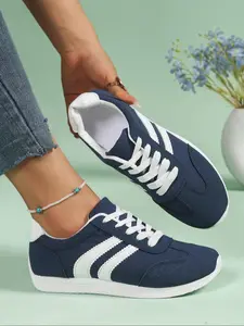 Women's Fashionable Lace Up Low Top Sneakers, Lightweight Casual Sneakers, Casual Comfortable Breathable Sports Shoes, Female All-match Round Toe Shoes for Daily Wear
