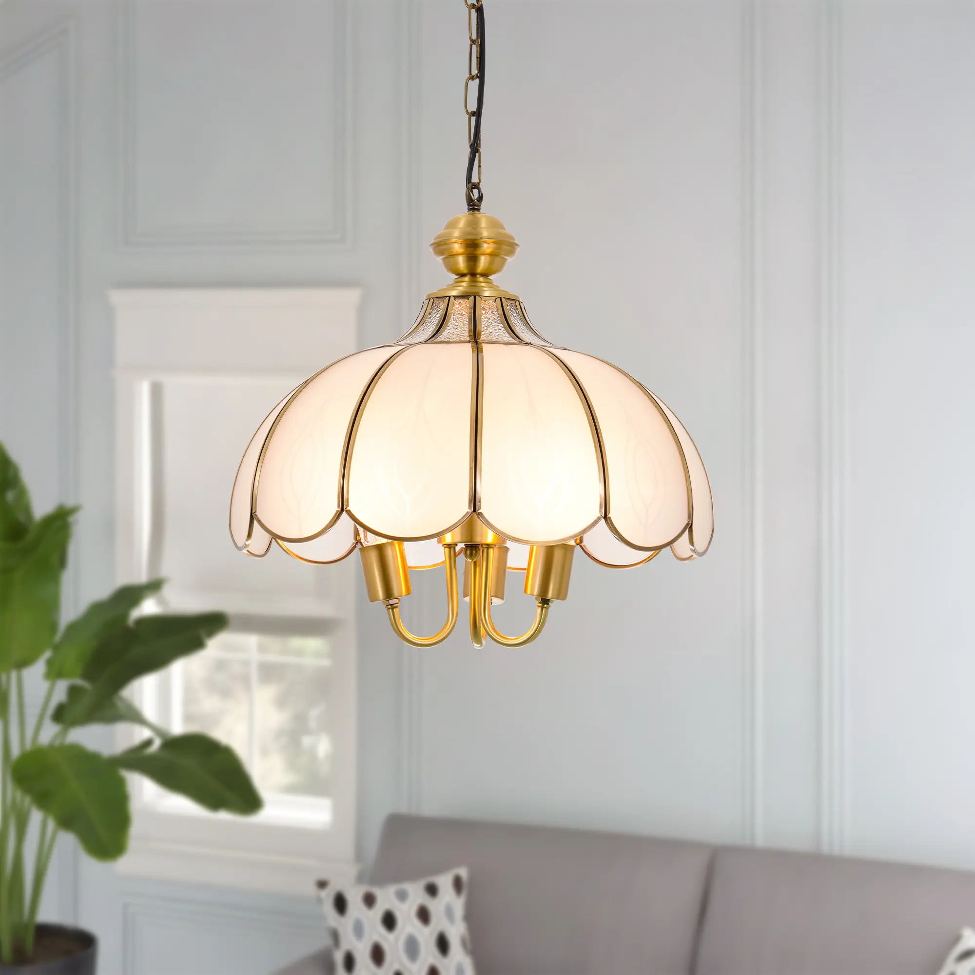 Modern Minimalist European Pendant Light, Custom Pendant with 3 Lamps & Round Shade for Indoor Use, Led Bulbs
