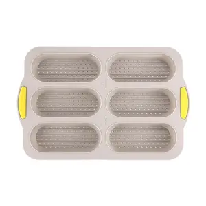 Silicone Bread Loaf Pan, 1 Count 6 Grid Non-stick Bread Mold, Heat Resistant Baking Mold for Home Kitchen Baking House, Silicone Loaf Molds