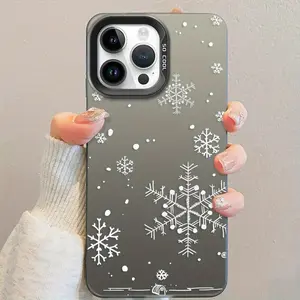 Case for iPhone 17 Pro Max 16 Plus 15 14 13 12 11 Air E Large Snowflake Pattern Matte Shockproof Anti-Scratch Stylish Smartphone Cover