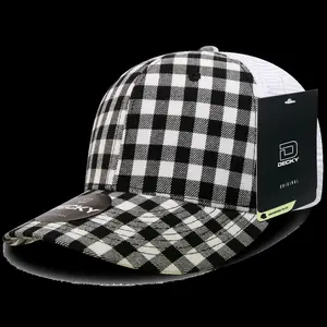 Rapid Dominance 6017-151 6 Panel Mid Profile Structured Plaid Trucker Hat, 151-White - One Size Fits Most