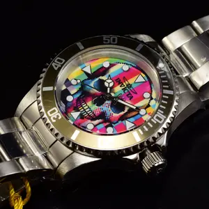 Invicta Mens Pop Art Limited Editions 40mm SKULL Multicolor Dial Quartz SS Watch