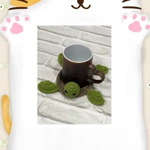 Nordic Style Pure Hand-Crocheted Cute Little Turtle Teacup Woven Coffee Coaster Water Coaster Insulated Table Mat Novel Tea Table Mat Office Turtle Teacup