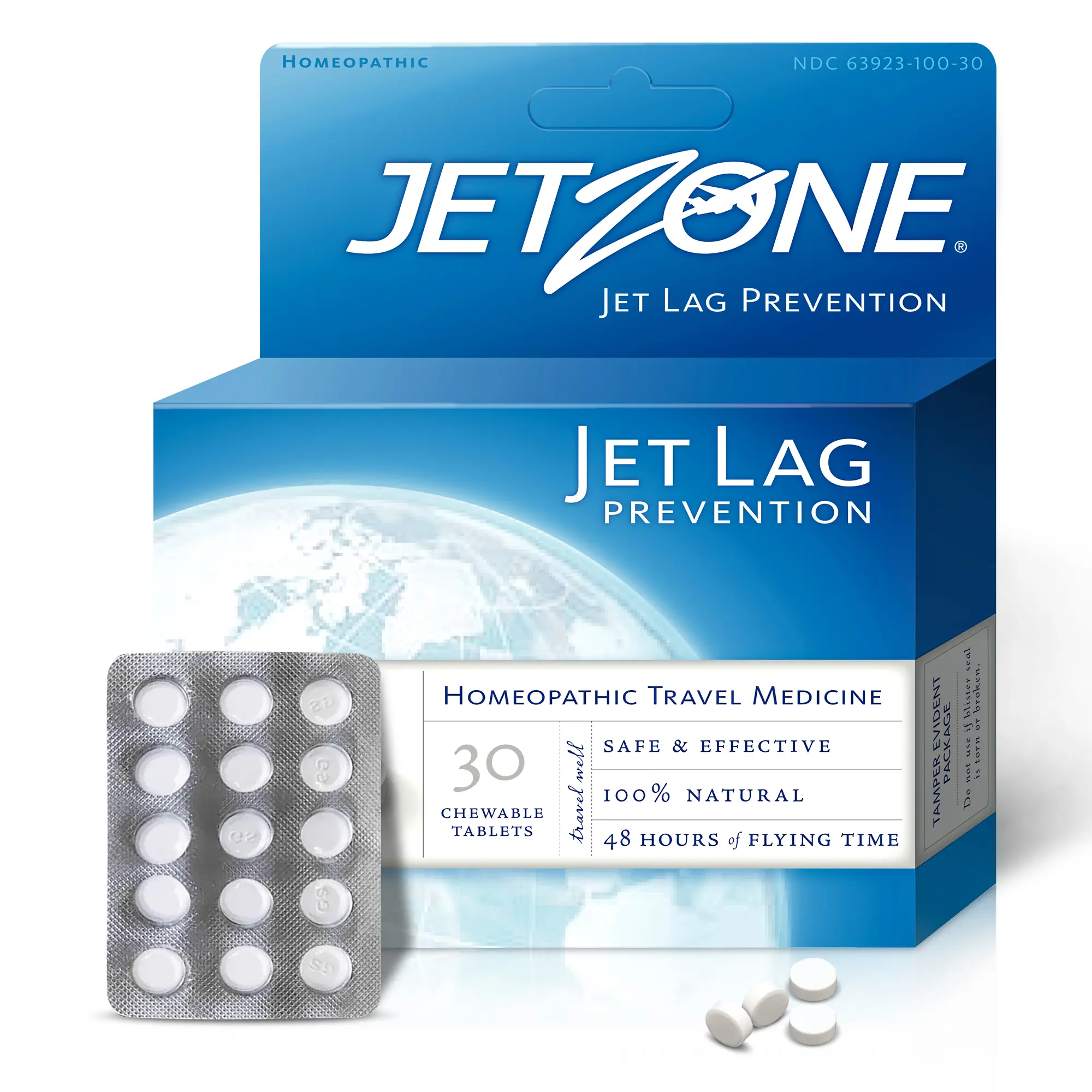 JetZone Homeopathic Jet Lag Remedy - 30 Chewables for 48hrs of Travel - Safe & Effective Immune Health Aid - Prevents Fatigue & Insomnia - Trusted for 15 Years