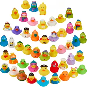 Rubber Duck Toy Duckies for Kids - 50 Pack - Sensory Play, Stress Relief, Stocking Stuffers, Bath Birthday Gifts Baby Showers Classroom Incentives, Summer Beach and Pool Activity - Style 2