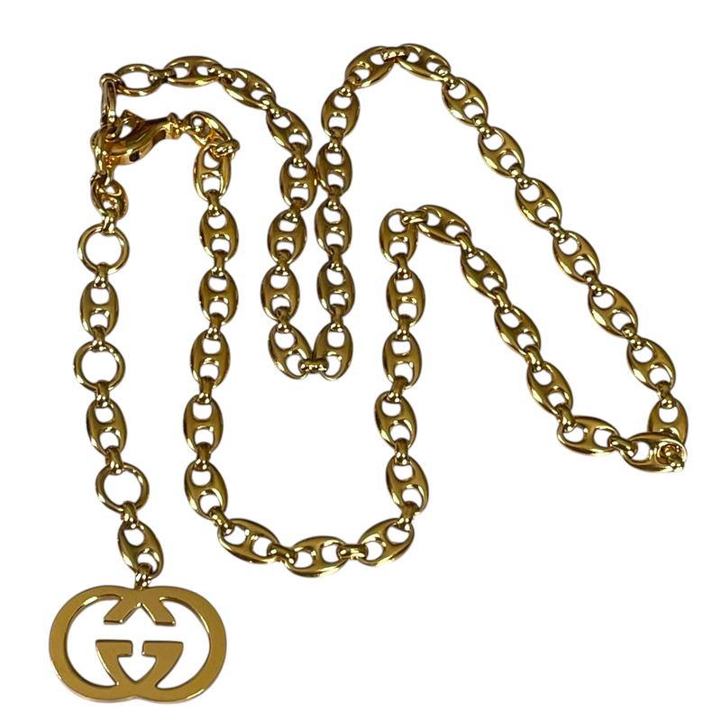 Pre-owned Gucci GG Blondie GHW Plated Belt Necklace Purse Charm Claw Closure Chain 70cm 32"