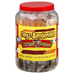 Mi Dulce Mexico Banderillas Jar - 50 Count Individually Wrapped Tamarindo Flavored Candy with Salt and Chili/ Con Chile y Sal
