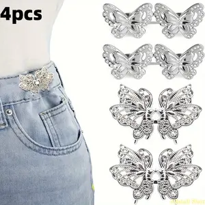 4 Sets of Waist Tighteners for Pants, Denim Button for Loose Jeans, Seamless and Tool-free Denim Button Tightener, Adjustable Button for Jeans Pants, Instant Butterfly Button Pin