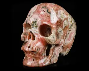 Gemstone Huge 5.0" Rhodochrosite Carved Crystal Skull,Super Realistic, Crystal Healing