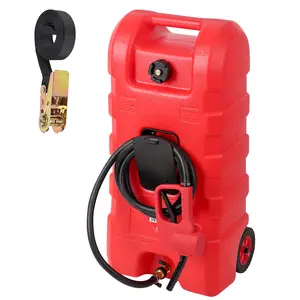 Heavy-Duty 15 Gallon Portable Gasoline Transfer Tank – Siphon Pump & 10ft Hose – On-Wheel Fuel Injection Gas Can for Cars, Lawnmowers, ATVs, Boats – Outdoor Use