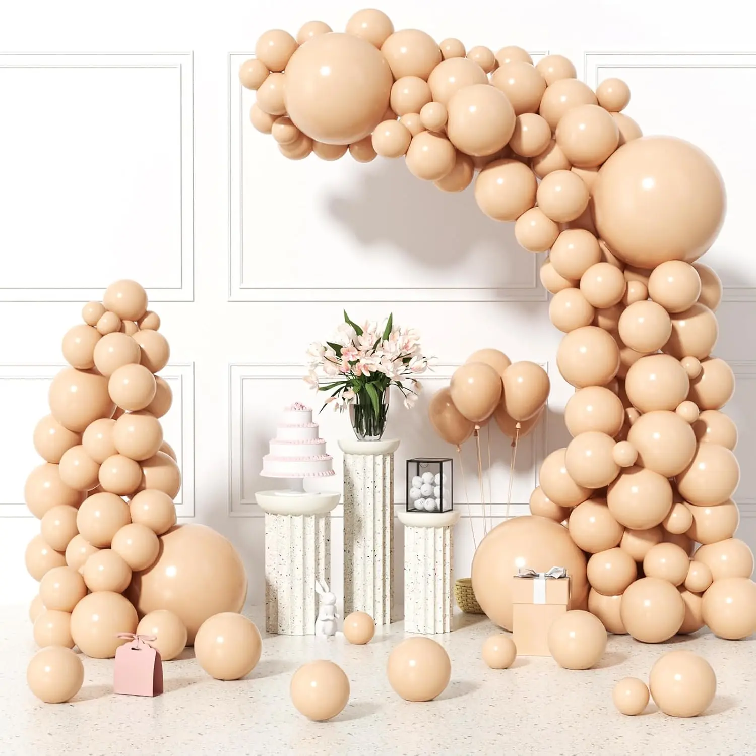 150 Piece Nude Peach Balloon Garland Kit with Mixed Sizes for Party Arch Decor