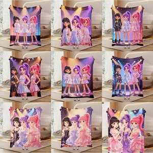 K-Pop Themed Soft Flannel Blanket, Warm Trendy Throw for Fans, Perfect Gift for K-Pop Enthusiasts, Stylish Home Decoration
