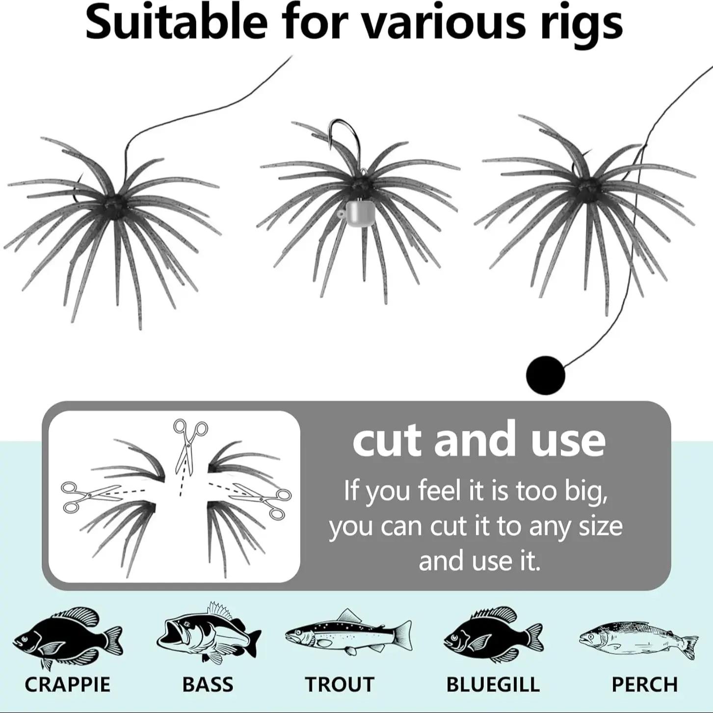 2/4/6Pcs Sea Urchin Bait Soft Artificial Fishing Lures Set Plastic Realistic Dice Lure for Bass Mandarin Snakehead Catfish Pike Trout