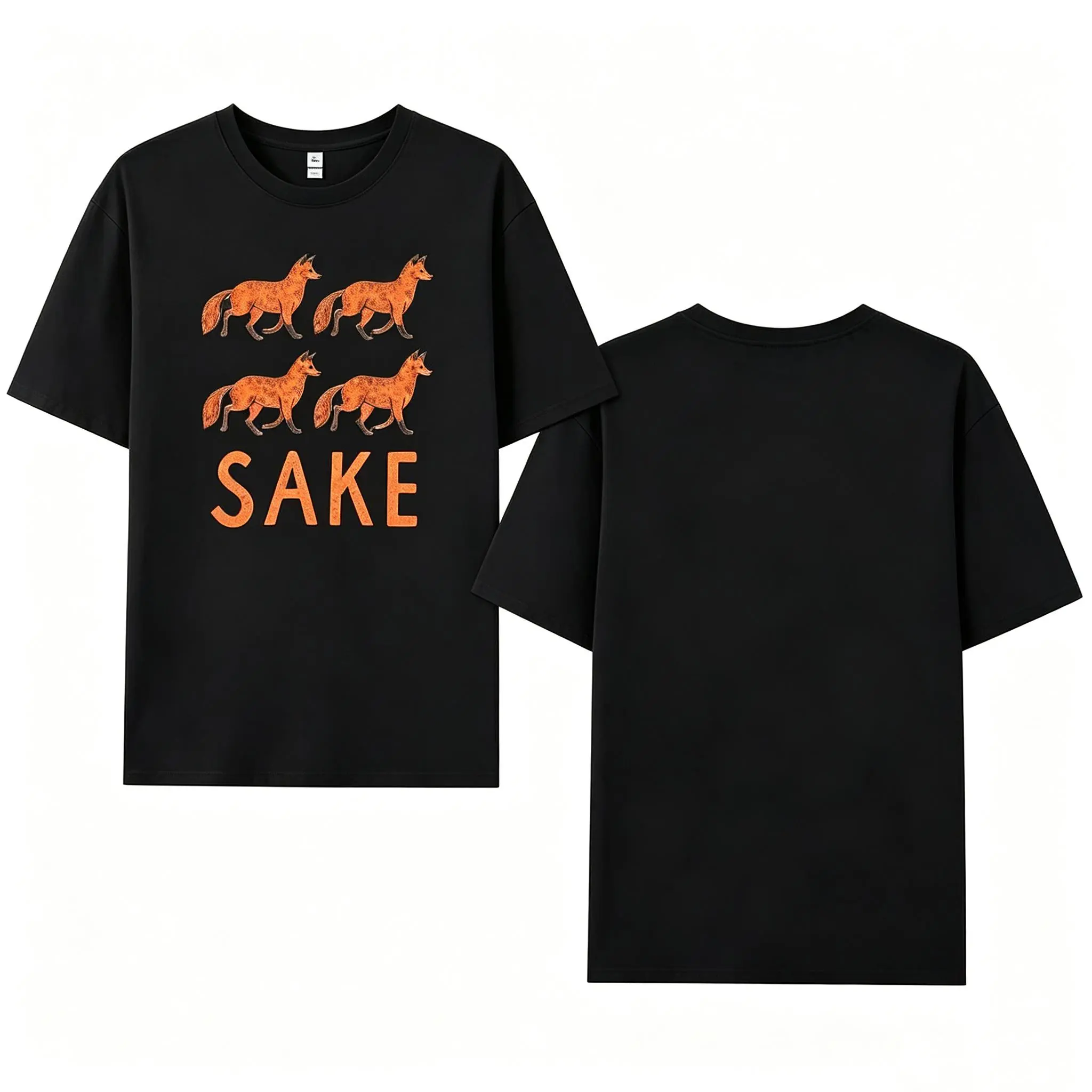 Humorous "For Fox Sake" Fox Graphic Tee - Funny Animal Pun Fitted Black Cotton Casual Shirt