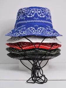 Bucket Hat Paisley Bandana Hat With String Unisex Hats Bandana Women Men Multifunctional Skull Caps