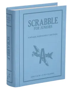 WS Game Company Scrabble for Juniors Vintage Bookshelf Edition Board Game for 2 to 4 Players, Ages 5+