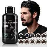 Limer 6-in-1 Men's Hair Dye Shampoo - 460ml Argan Oil, No Bleach Herbal Formula, Ammonia-Free, Targets Roots Temples & Beard, Grey Coverage, Aging Hair Restore, Long-Lasting, Easy Apply & Rinse Haircare